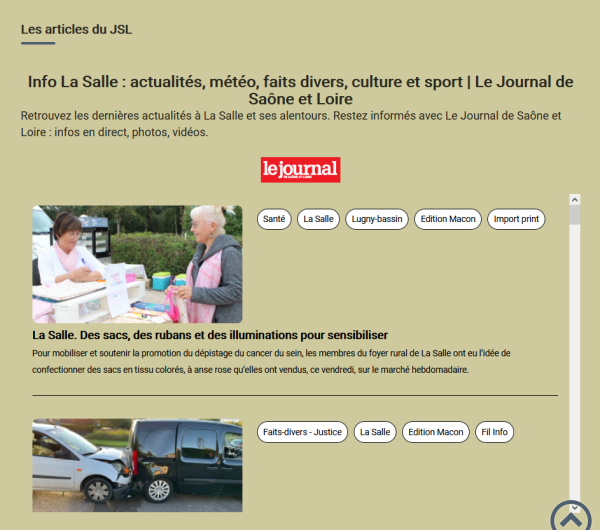 Capture d'écran d'un flux-rss sur CmonSite