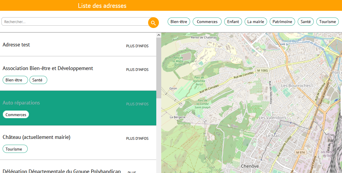 Taxonomie triée par ordre alphabétique dans le carnet d'adresses