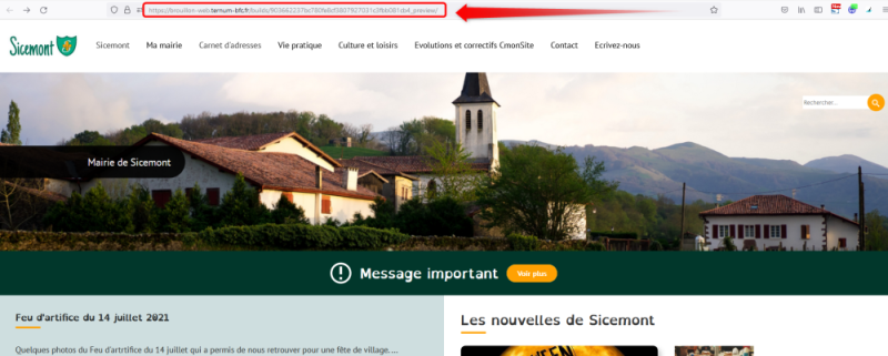 Lien unique en prévisualisation