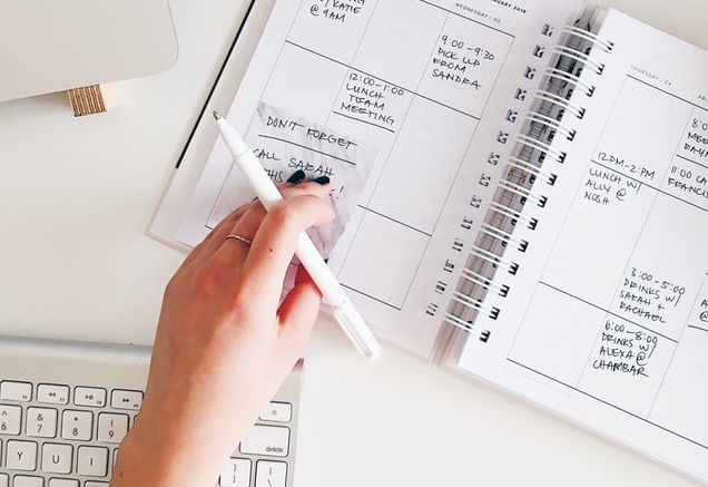 post'it sur un agenda